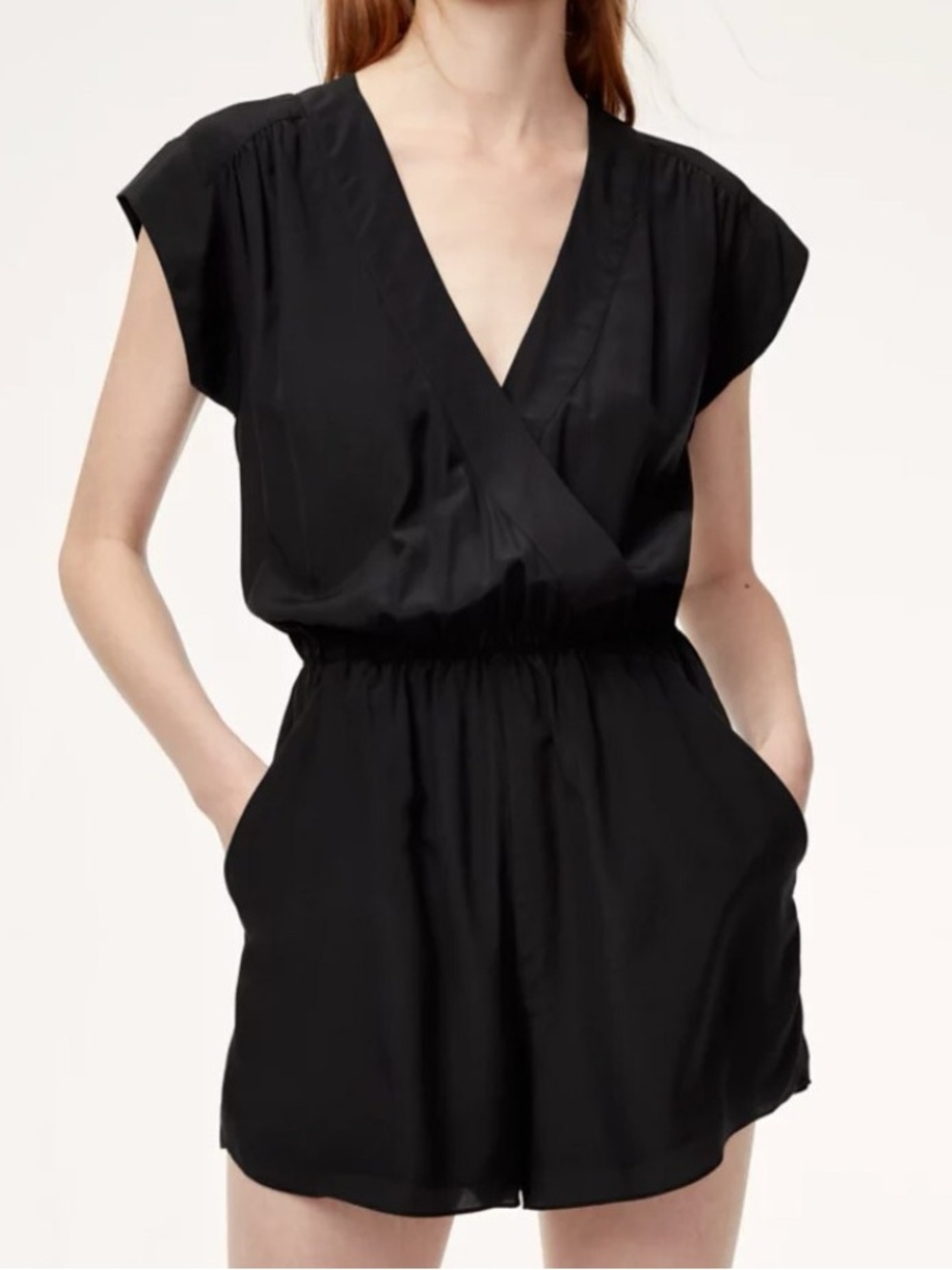Babaton 100% silk black romper
